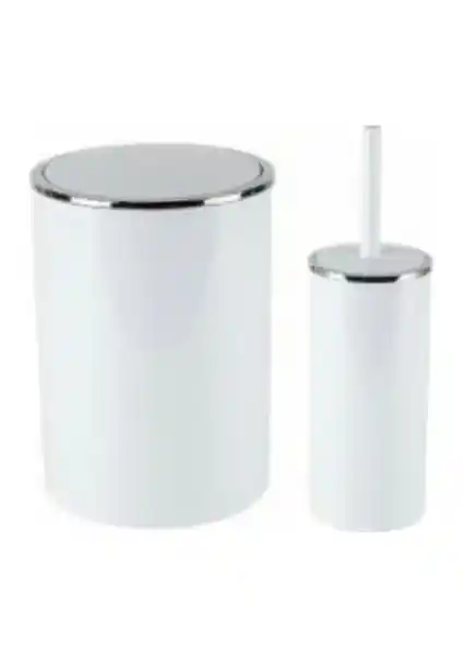 Primanova Lenox Çöp Kovası ve Klozet Fırçası: Modern ve Dayanıklı Banyo Temizlik Seti