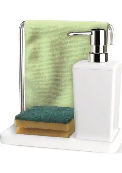 Primanova Luna Mutfak Aksesuarı: Şık ve Kullanışlı Sıvı Sabunluk ve Bez Askısı