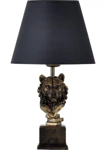 Qdec Modern Dizayn Aslan Abajur Gold Gri - Şık ve Dayanıklı İç Mekan Aydınlatması