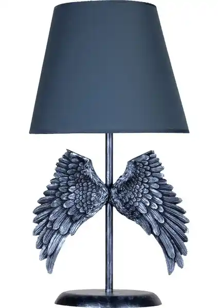 Qdec Modern Dizayn Melek Abajur Gümüş Lacivert Şık ve Fonksiyonel Aydınlatma Çözümü