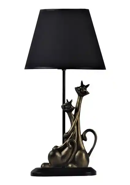 Qdec Modern Tasarım Kedi Abajur Gold Siyah Ev ve Ofis Dekorasyonu İçin Şık Aydınlatma Ürünü