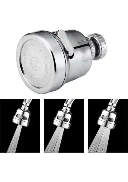 Qniay Tasarruflu Oynar Başlık Krom 3 Fonksiyonlu Su Tasarruf Aparatı
