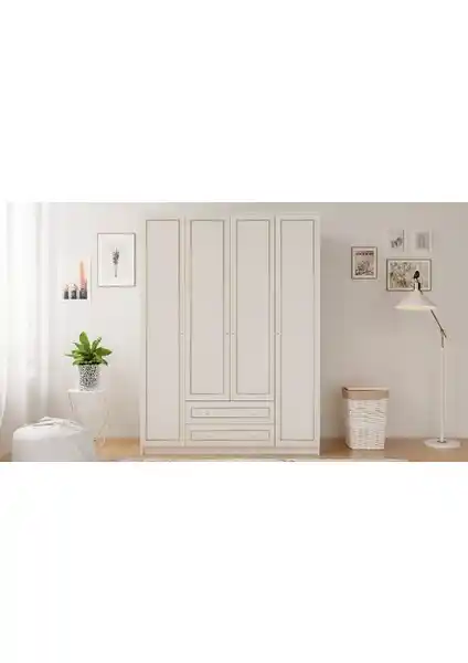 Rabi Mobilya Gold Country 4 Kapak 2 Çekmeceli Gardrop Modern Tasarım ve Dayanıklılık