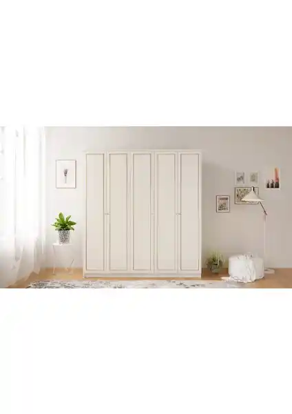 Rabi Mobilya Gold Country 5 Kapaklı Gardırop Modern ve Rustik Tasarımıyla Fonksiyonellik Sunar