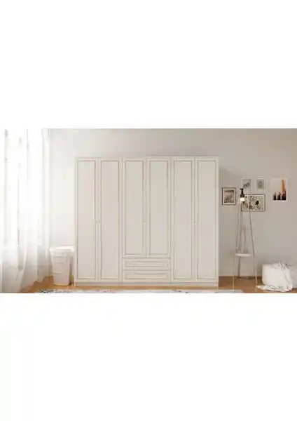 Rabi Mobilya Gold Country 6 Kapak 2 Çekmeceli Gardırop Modern ve Şık Tasarım