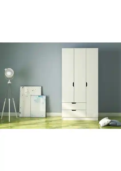 Rabi Mobilya Modern Stil 3 Kapaklı ve 2 Çekmeceli Gardırop - Şık ve Fonksiyonel Tasarım