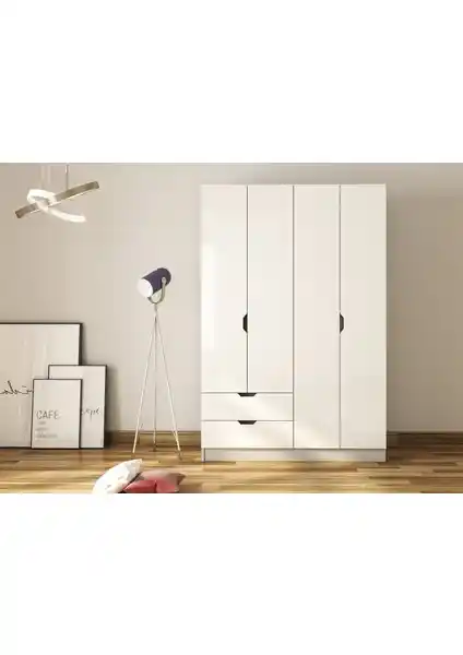 Rabi Mobilya Modern Stil 4 Kapak 2 Çekmeceli Gardırop ile Şık ve Fonksiyonel Depolama Çözümü
