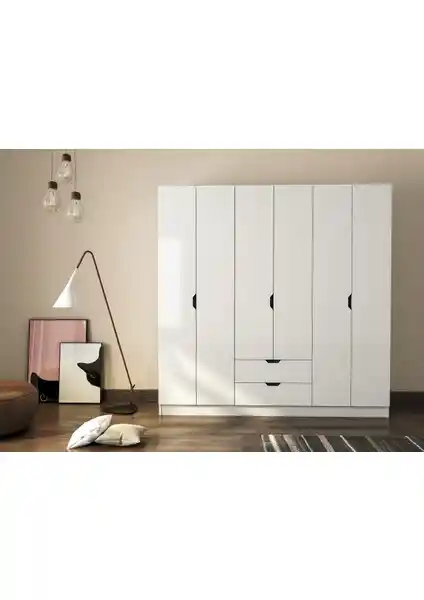 Rabi Mobilya Modern Stil 6 Kapaklı 2 Çekmeceli Gardırop ile Şıklık ve Fonksiyonellik