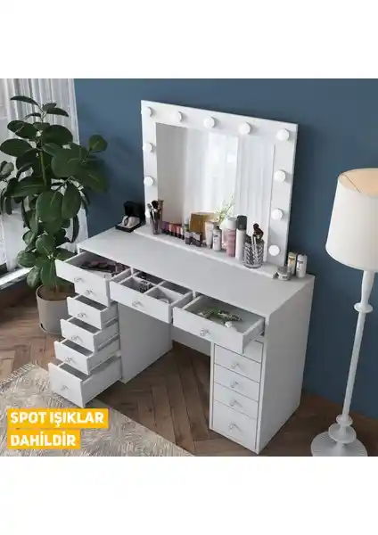 Rani BJ119 Hollywood Işıklı Aynalı Makyaj Masası Şık ve Fonksiyonel Tasarım