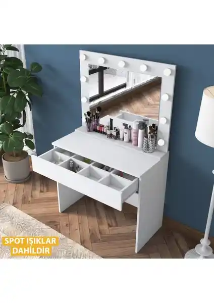 Rani BJ120 Hollywood Işıklı Aynalı Makyaj Masası Modern Tasarım ve İşlevsellik