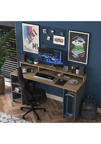 Rani HA110 Raflı Oyuncu ve Çalışma Masası Modern Tasarım ve Fonksiyonellik Sağlar