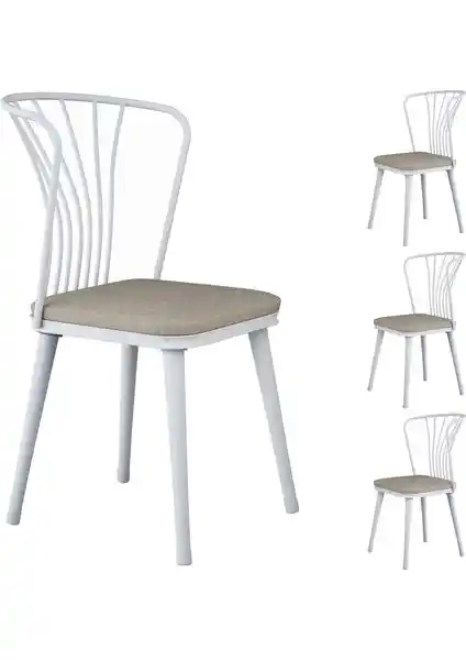 Rani JB104 Metal Sandalye 4'lü Set Modern ve Dayanıklı Mutfak Sandalyeleri