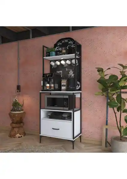 Rani JE155 Işıklı Beyaz Çok Amaçlı Mutfak Dolabı Modern Tasarım ve Dayanıklılık