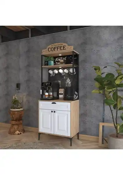 Rani JE157 Işıklı Kahve Köşesi Modern ve Fonksiyonel Tasarım ile Mutfaklara Şıklık Katar