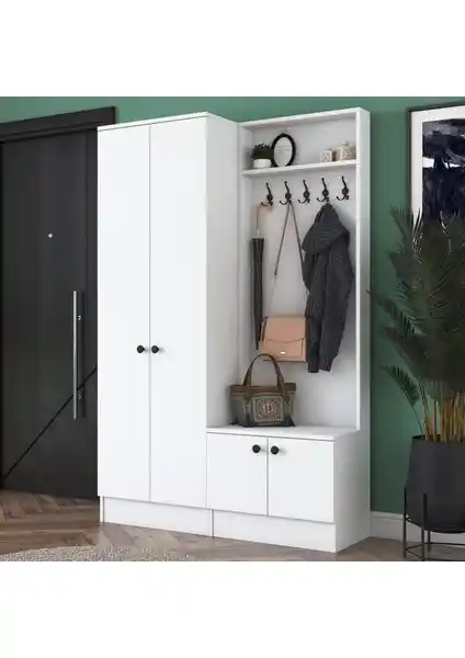 Rani P6 Modern Portmanto ve Ayakkabılık Beyaz Şık ve Fonksiyonel Tasarım