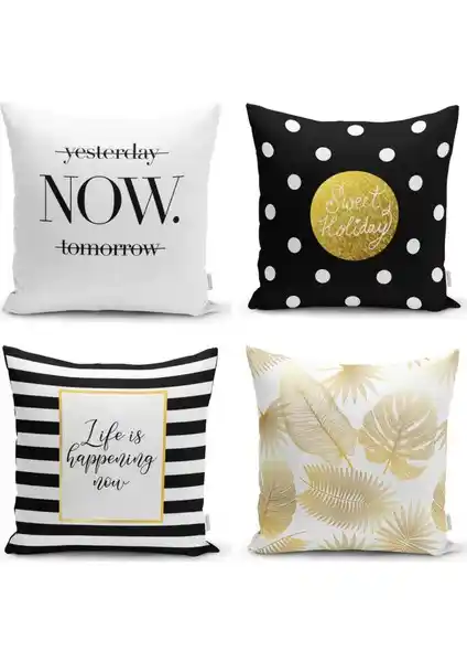 RealHomes 4'lü Dekoratif Kırlent Kılıfı Seti Modern ve Şık Ev Dekorasyonu İçin Uygun