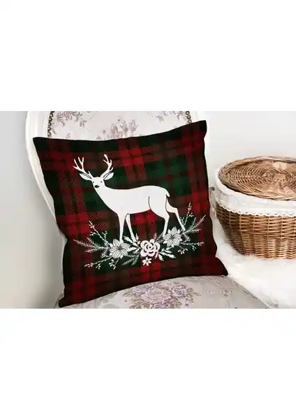 RealHomes Ekose Zeminde Yılbaşı Geyik Temalı Dijital Baskılı Yastık Kılıfı Ürün Özellikleri ve Dekoratif Avantajlar