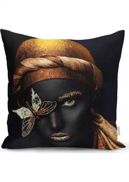 RealHomes Gold Siyahı Kadın Tasarımlı Dekoratif Yastık Kılıfı Modern ve Dayanıklı Tasarım Özellikleriyle