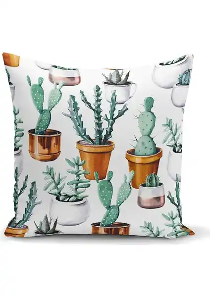 RealHomes Kaktüs Baskılı Dijital Dekoratif Yastık Kılıfı Modern Evler İçin Şık ve Dayanıklı Tasarım