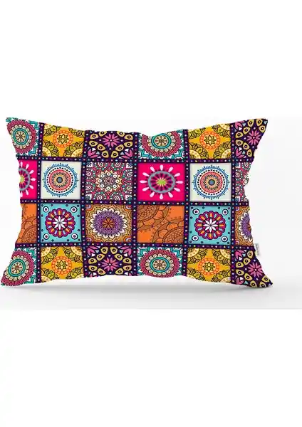 RealHomes Kareli Etnik Desenli Dikdörtgen Yastık Kırlent Kılıfı - Dayanıklı ve Şık Tasarım