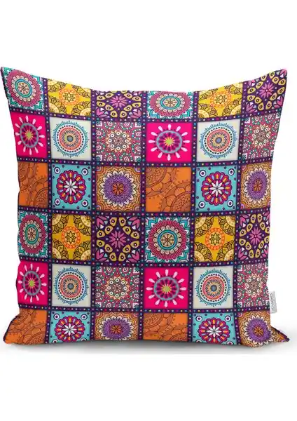 RealHomes Kareli Etnik Desenli Yastık Kılıfı Modern ve Dayanıklı Ev Dekorasyon Ürünü
