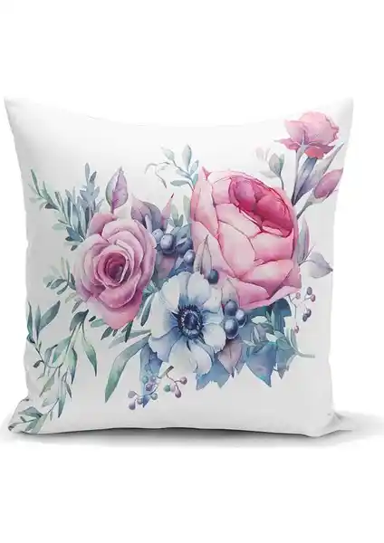 RealHomes Livense Çiçek Desenli Dijital Baskılı Kırlent Kılıfı 43x43 cm Estetik ve Dayanıklı Tasarım