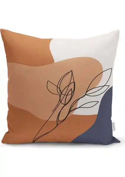 RealHomes Pastel Zemin Üzerinde Yaprak Desenli Yastık Kılıfı 43x43 cm Şık ve Dayanıklı Tasarım