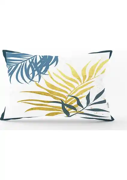 RealHomes Renkli Yaprak Desenli Dijital Baskılı Modern Dikdörtgen Yastık Kılıfı