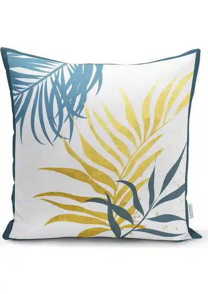 RealHomes Renkli Yaprak Desenli Dijital Baskılı Modern Yastık Kılıfı 43x43 cm