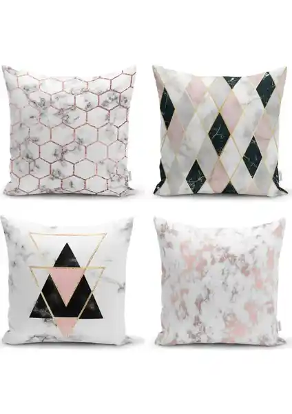 RealHomes Rosegold Mermer Serisi 4'lü Kırlent Kılıfı Seti ile Modern ve Şık Dekorasyon