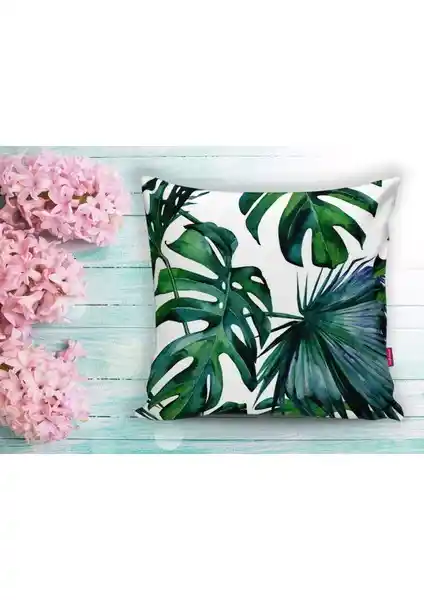 RealHomes Yaprak Desenli Dijital Baskılı Yastık Kılıfı Modern ve Dayanıklı Tasarım