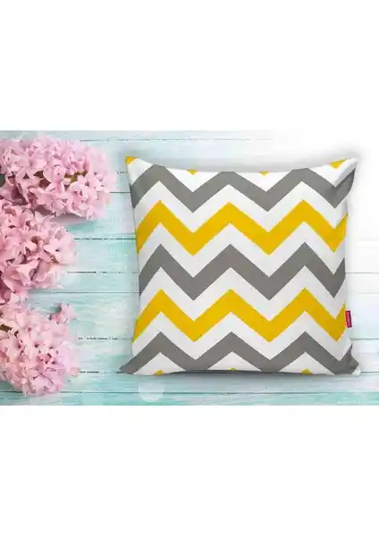 RealHomes Zigzag Desenli Dijital Baskılı Dekoratif Yastık Kırlent Kılıfı 40x40 cm Şık ve Dayanıklı Tasarım