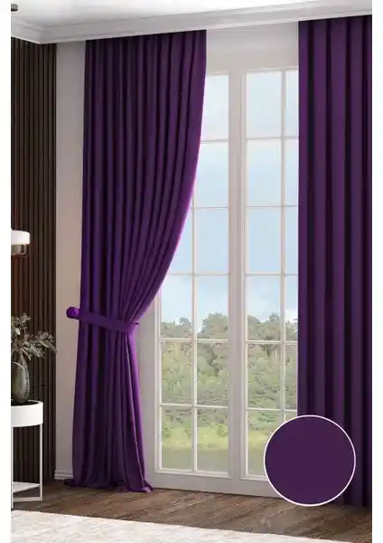 Rech Home Taç Mürdüm Fon Perde Modern ve Şık Dekorasyon İçin Uygun Bir Seçenek