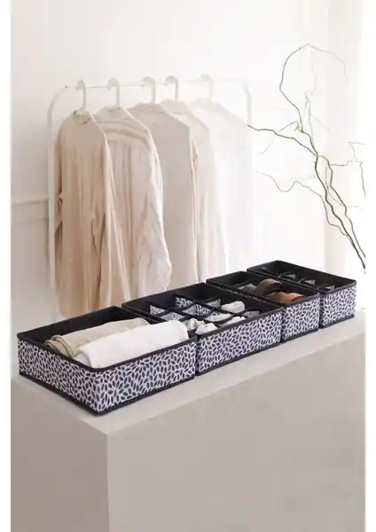 Rek Home 4'lü Lacivert Çocuk Odası Dolap Çekmece İçi Düzenleyici Seti