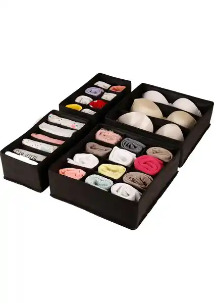 Rek Home Siyah 4'lü Çocuk Odası Dolap Çekmece İçi Düzenleyici Özellikleri ve Kullanım Avantajları