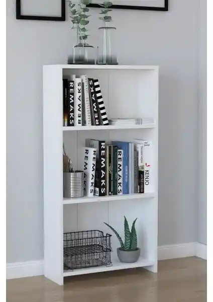 Remaks 3 Raflı Kitaplık Beyaz - Modern, Güvenli ve Kolay Kurulumlu Depolama Çözümü