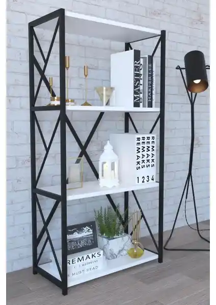 Remaks 4 Raflı Metal Kitaplık Beyaz Modern ve Sağlıklı Depolama Çözümü