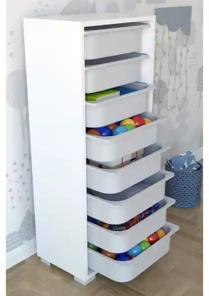 Remaks 8 Sepetli Çok Amaçlı Mutfak Dolabı Beyaz Modern Tasarım ve Dayanıklılık