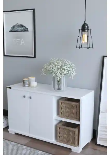 Remaks Basic 2 Kapaklı 2 Bölmeli Beyaz Ayakkabılık Modern ve Dayanıklı Tasarım