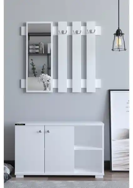 Remaks Plus Aynalı Vestiyer ve Ayakkabılık Modern Tasarım ve Sağlıklı Malzemelerle Üretilmiştir