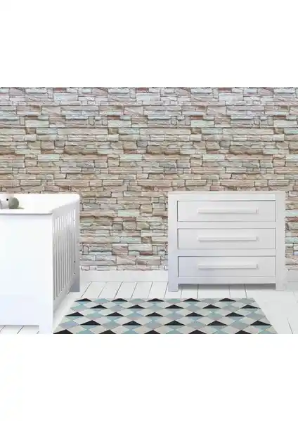 Renkli Duvarlar Doğal Taş 3D Kendinden Yapışkanlı Duvar Kağıdı ile Şık ve Modern Dekorasyon