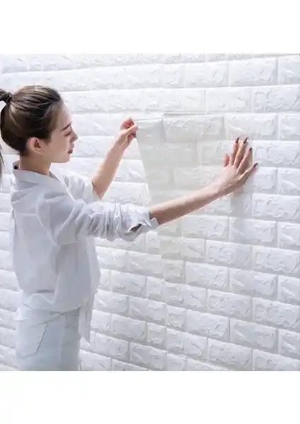 Renkli Duvarlar Kendinden Yapışkanlı Esnek Sünger Tuğla Desen Beyaz Paneli İç Mekan Dekorasyonunda Modern Çözüm