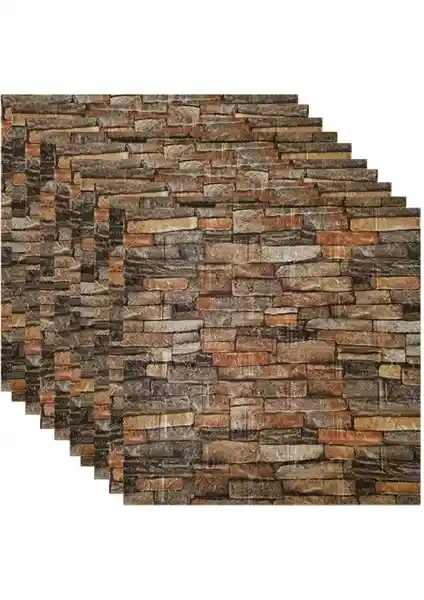 Renkli Kendinden Yapışkanlı Duvar Kağıdı Kahverengi 3D Panel Modern İç Mekan Dekoru