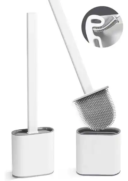 Reva Beyaz Silikon Banyo ve Tuvalet Klozet Temizleme Fırçası ve Tutucu Ürünü Özellikleri