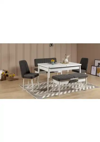 Reysa Mobilya SEMBOL EXTRA Masa Takımı Beyaz Antrasit Modern ve Dayanıklı Tasarım