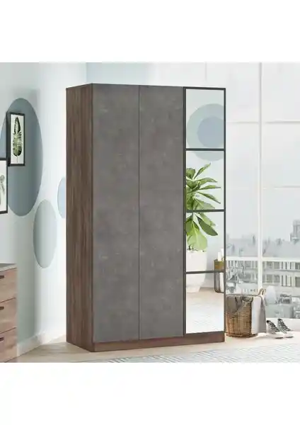 Robin Home Montana 3 Kapaklı Çekmeceli Aynalı Gardırop Modern ve Dayanıklı Tasarım