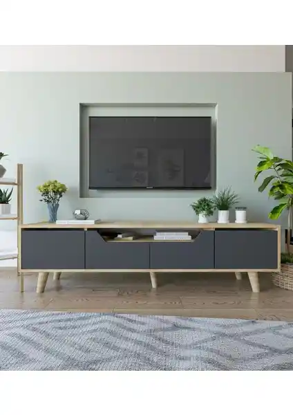 Roma Ahşap Ayaklı TV Ünitesi: Modern Tasarım ve Fonksiyonellik Bir Arada