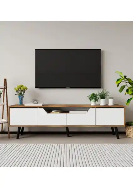 Roma Ahşap Ayaklı TV Ünitesi: Modern ve Şık Tasarımıyla Oturma Odalarına Uyum Sağlar
