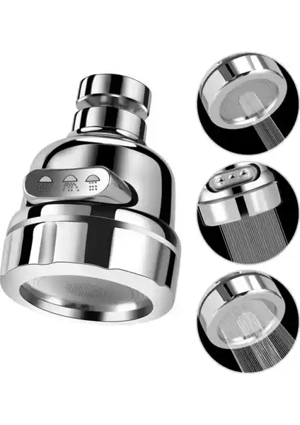 Rood Wit Tasarruflu Oynar Başlık Krom 3 Fonksiyonlu Mutfak ve Banyo Musluk Başlığı