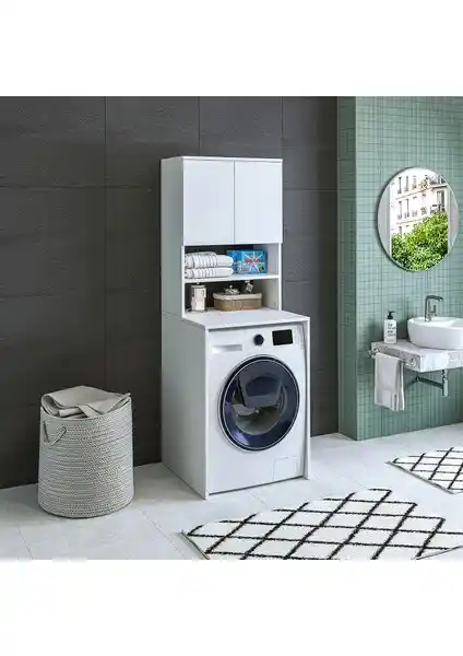 Roomart CD11 Çamaşır Makinesi Dolabı Modern ve Şık Banyo Depolama Çözümü